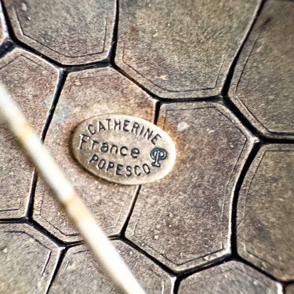 Catherine France Popesco Turtle Green Inlay Brooch - Picture 6 of 7